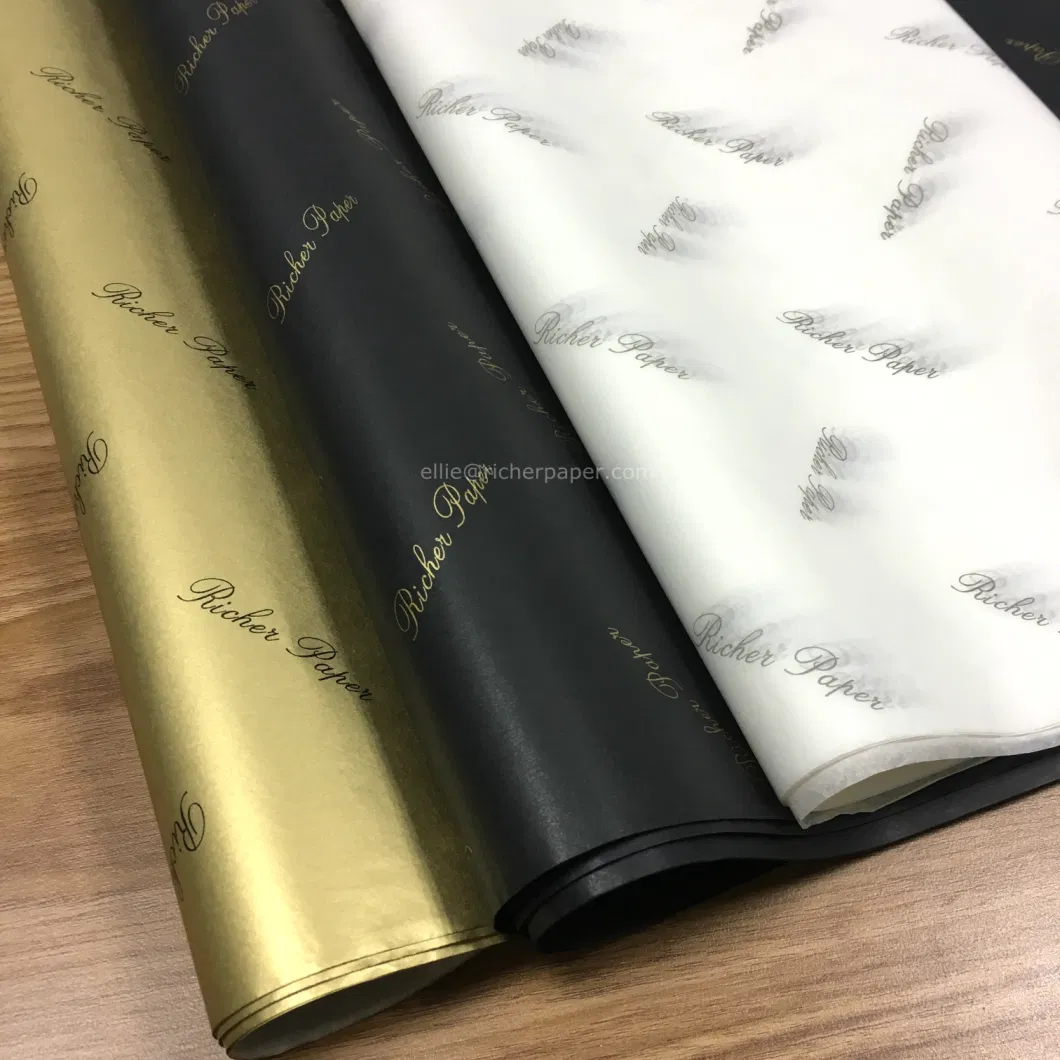 Luxury Branded Colored Printed Clothes Personalized Custom Wrapping Gold Packaging Tissue Paper Logo for Shoe Box