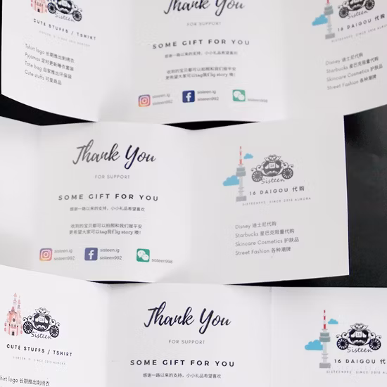Custom Gift Promotion Thank You Card Paper Folder Flyer